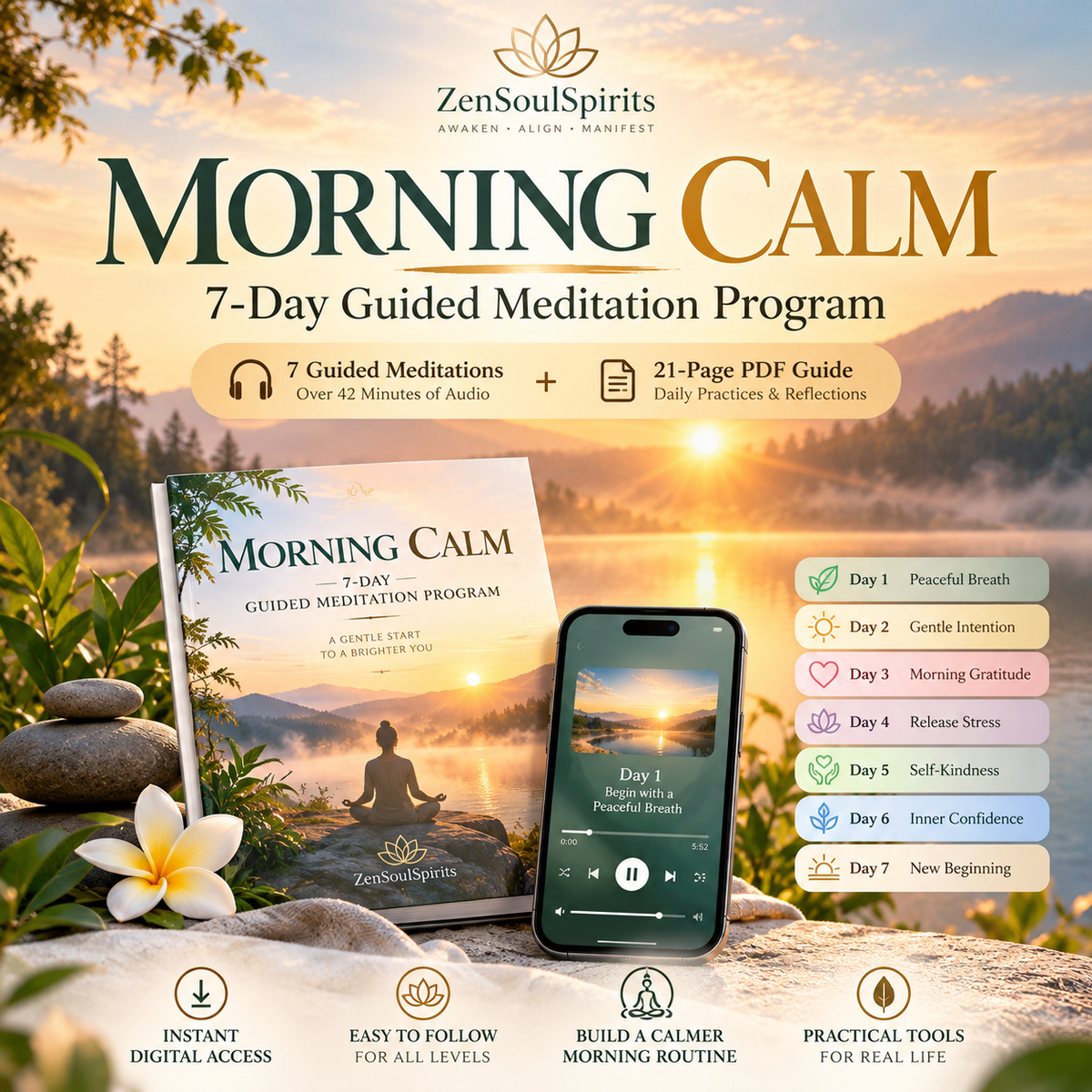 Morning Calm — 7-Day Guided Meditation Program | PDF + Audio